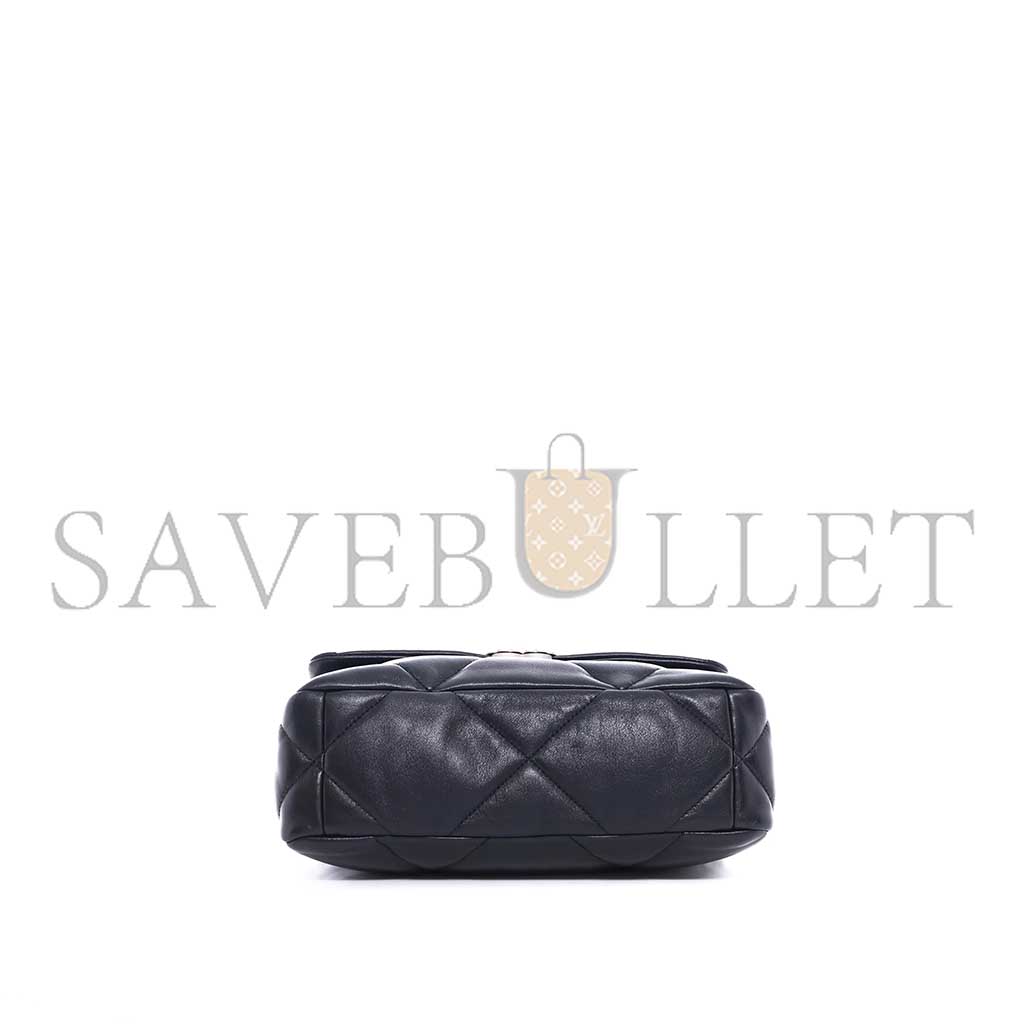 CHANEL 19 FLAP BAG BLACK LAMBSKIN MIXED HARDWARE AS1160 (26*16*9cm)